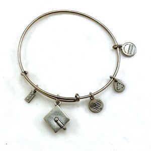 Alex and Ani Silver-Tone Graduation 2015 Charm Bangle Bracelet
